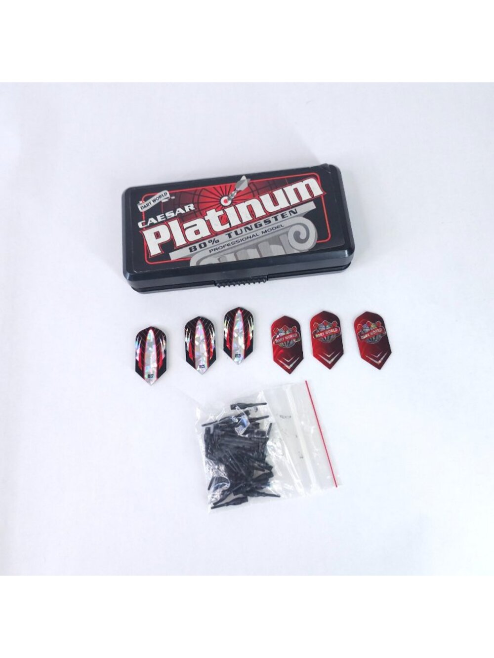 Vintage Dart World Platinum by Caesar Tungsten Darts in Case w/Parts - Open Box